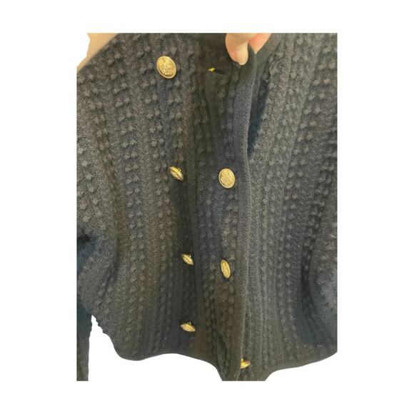 J Crew Cotton Lady Jacket Cardigan Sweater Wm's Black gold button SZ S FLAW #467 - Picture 8 of 8